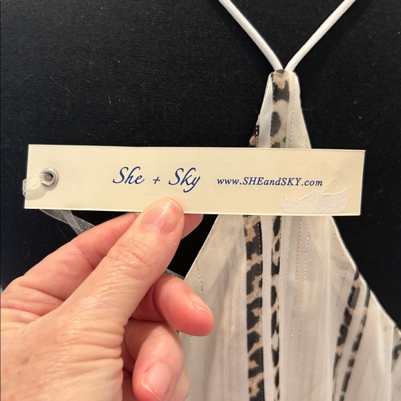 NET. She + Sky Dress with leopard print stripes Large - Picture 5 of 11